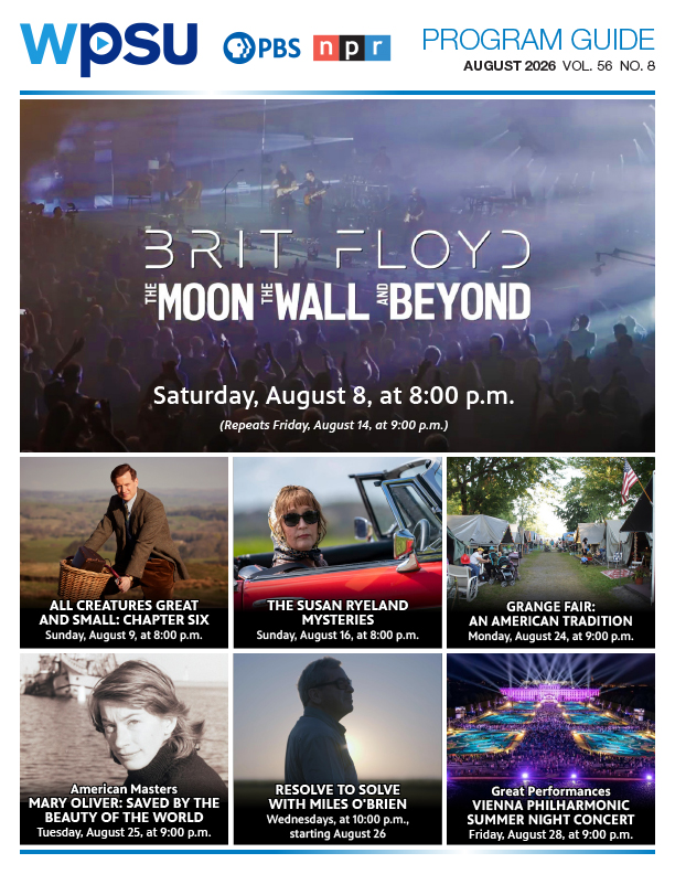 Download the August 2026 Guide WPSU August 2026 Guide cover