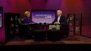 Patty Satalia and guest on the set of Conversations Live