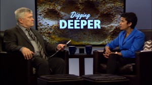 Eric Barrona and Shoba Sivaprasad on the set of Digging Deeper