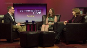 Host Bill Hallman and guests on the set of Conversations Live