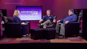 Host and guests on the set of Conversations Live.