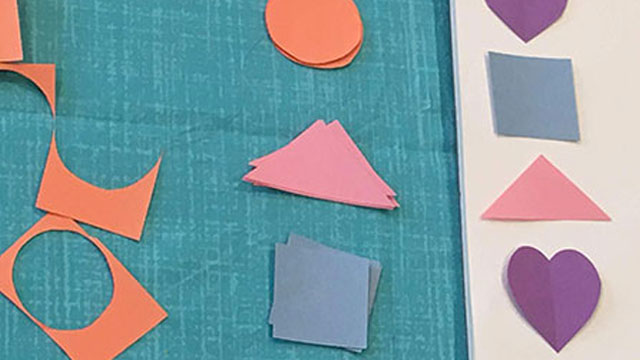 various shapes cut out of construction paper