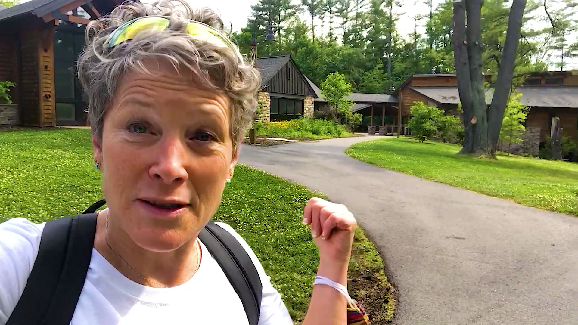 Carolyn Donaldson in front of Shavers Creek Environmental Center