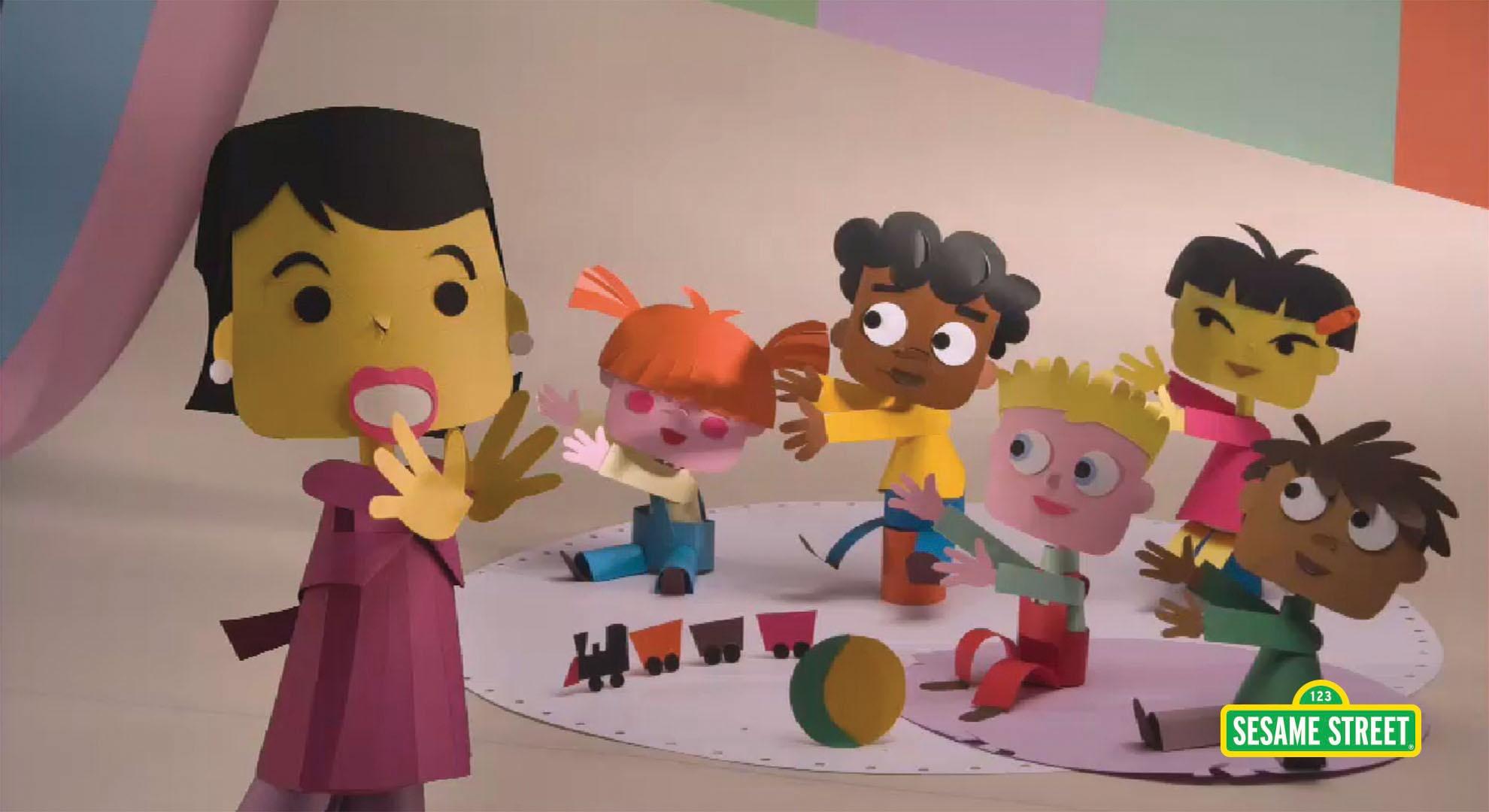 Several paper characters singing