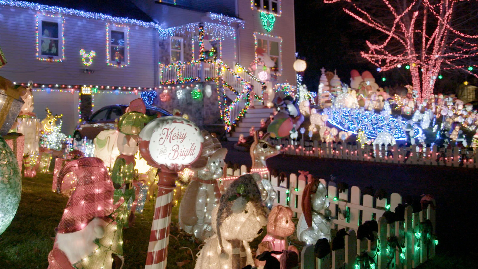 A colorful Christmas lights display
