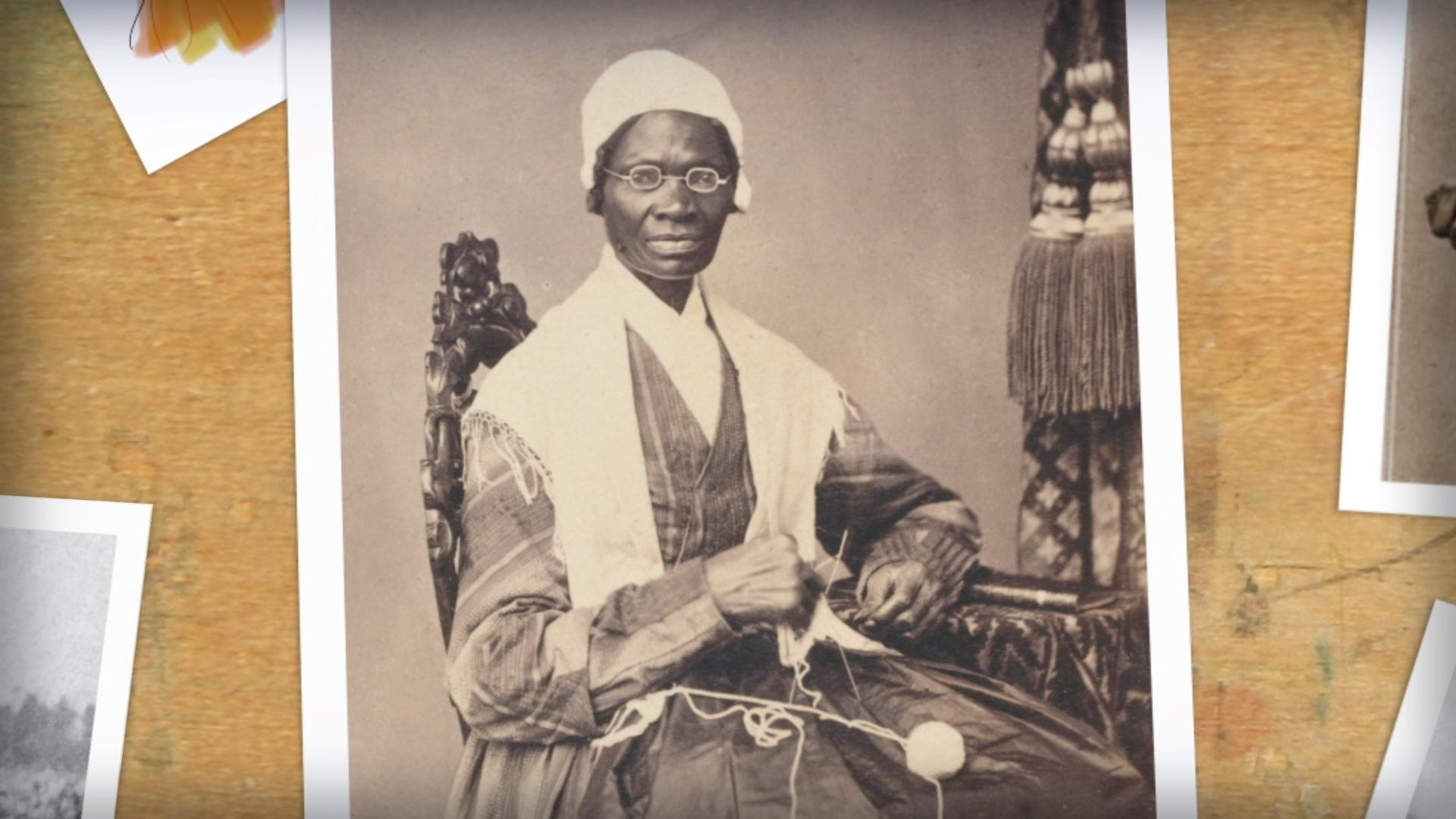 A picture of a black woman, Sojourner Truth, sitting down.