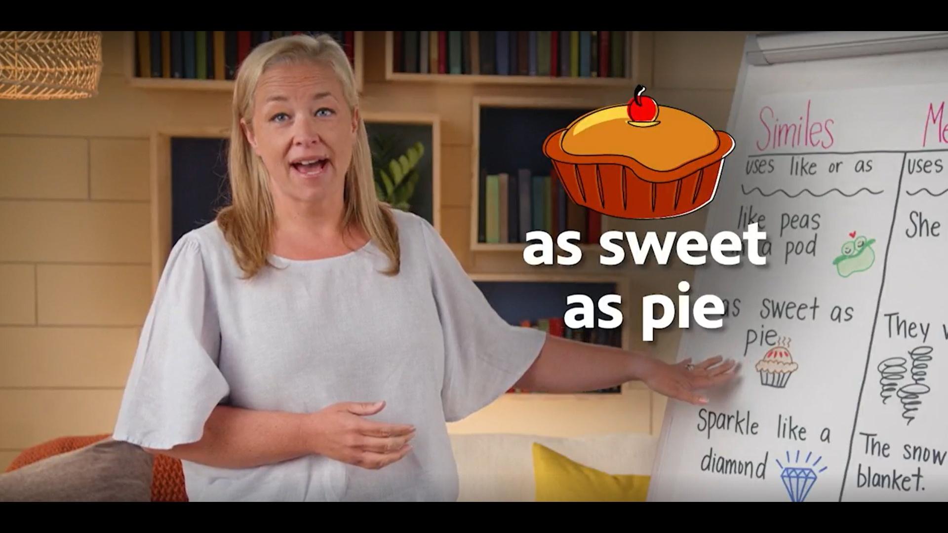 A woman stands in front of a board with two columns.