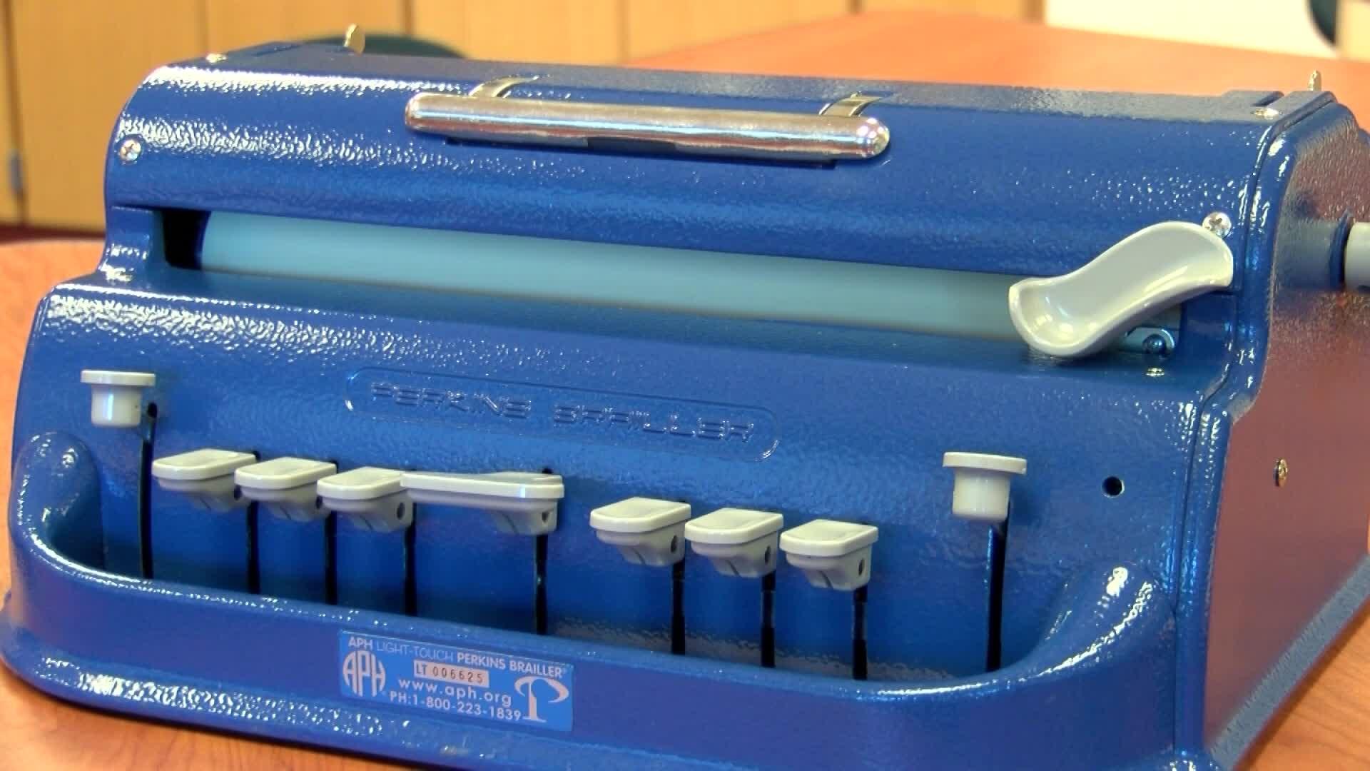 A picture of a braille typewriter.