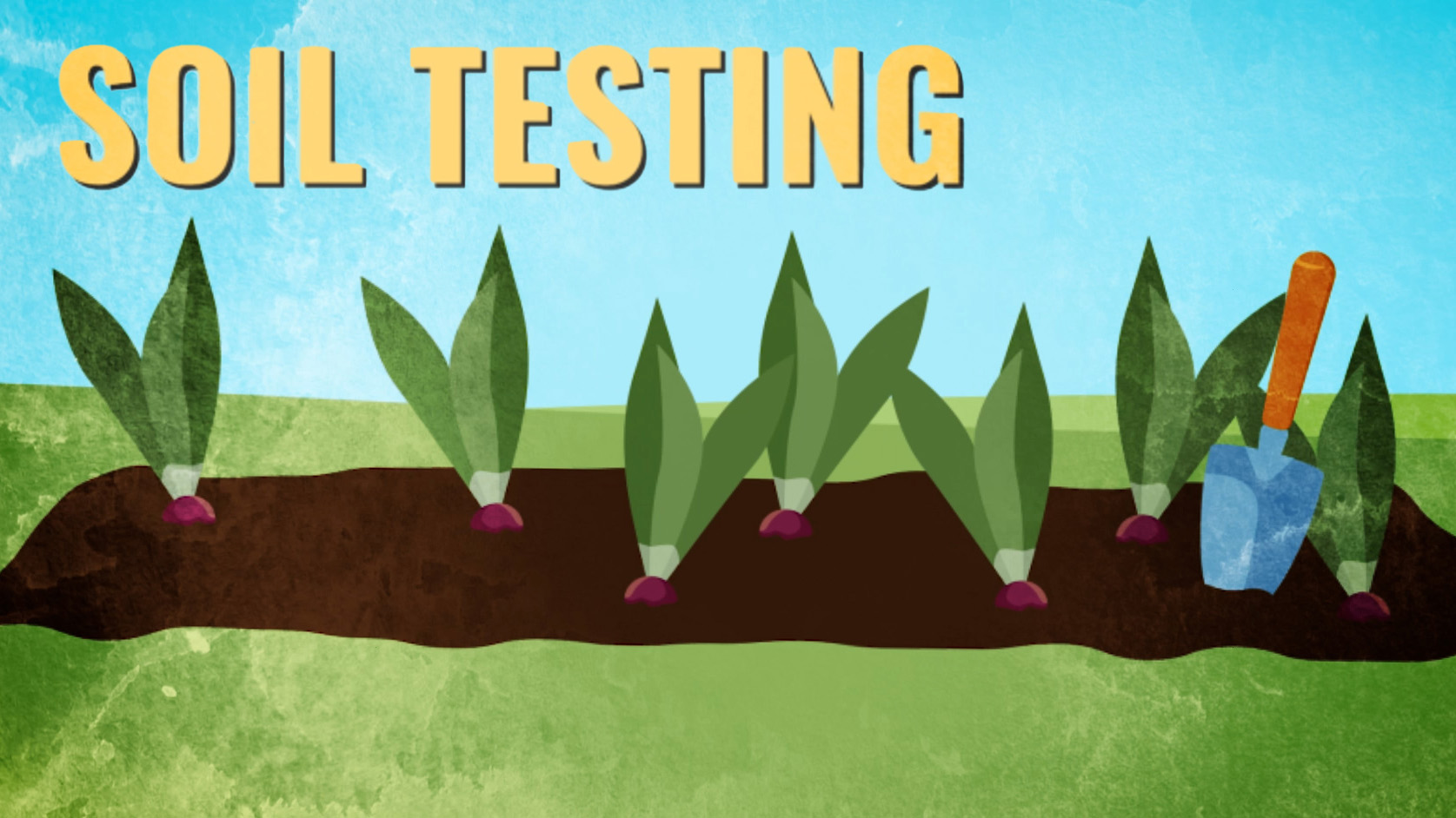 A cartoon image of soil with plants growing out of it.