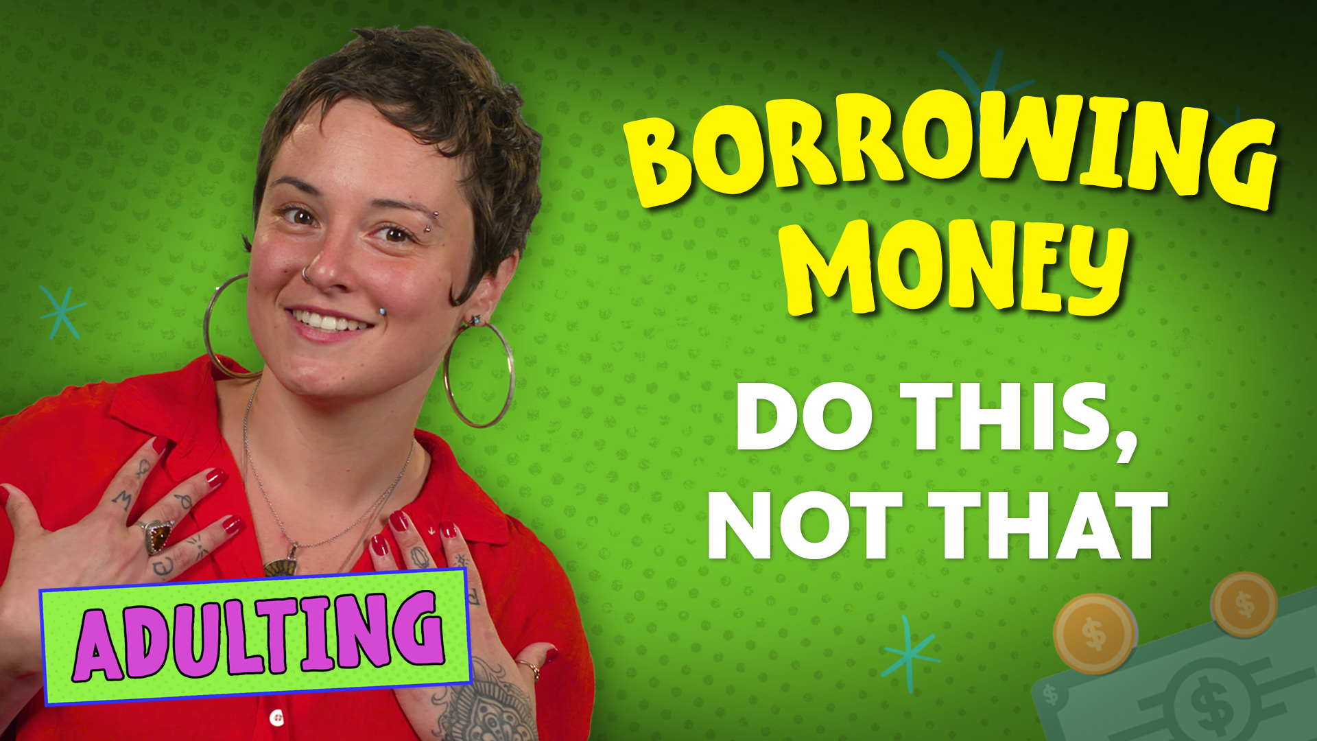 Host Nico Gargiulo in front of a banner that says "Borrowing money: do this, not that."
