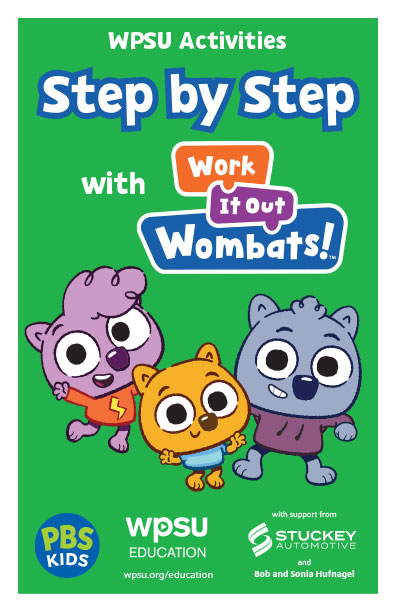 3 cartoon wombats from PBS Kids Work It Out Wombats.