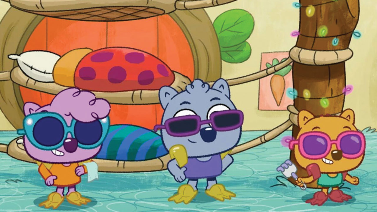 Work it Out Wombats characters in sunglasses and swimsuits.